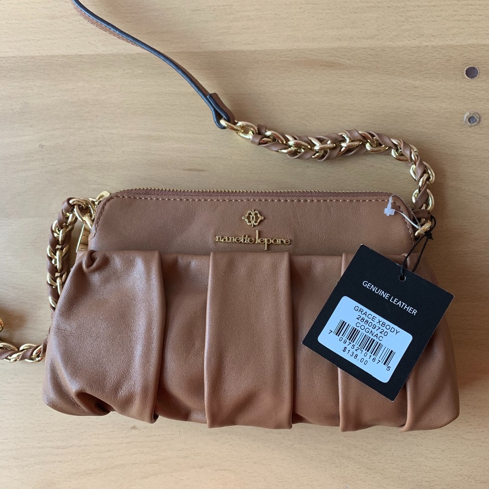 NANETTE LEPORE GRACE COGNAC BROWN CROSSBODY BAG